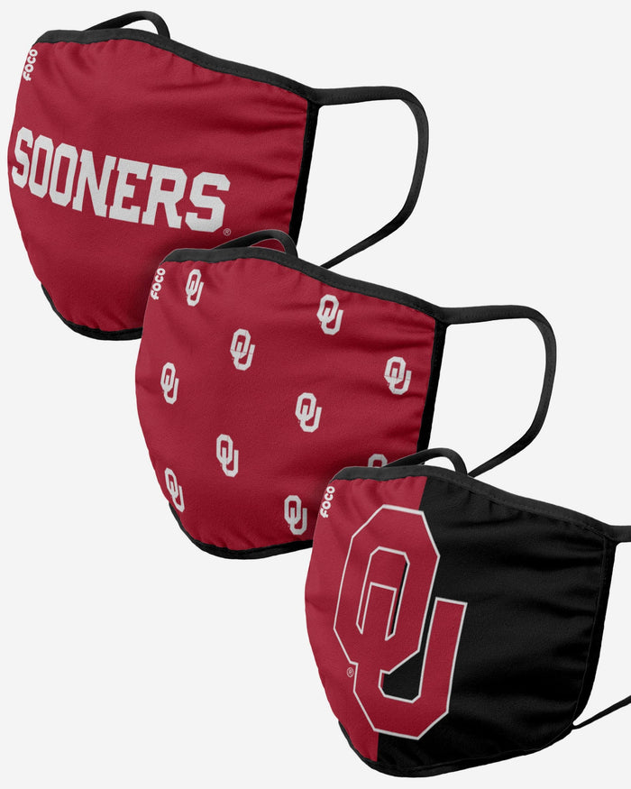 Oklahoma Sooners 3 Pack Face Cover FOCO - FOCO.com