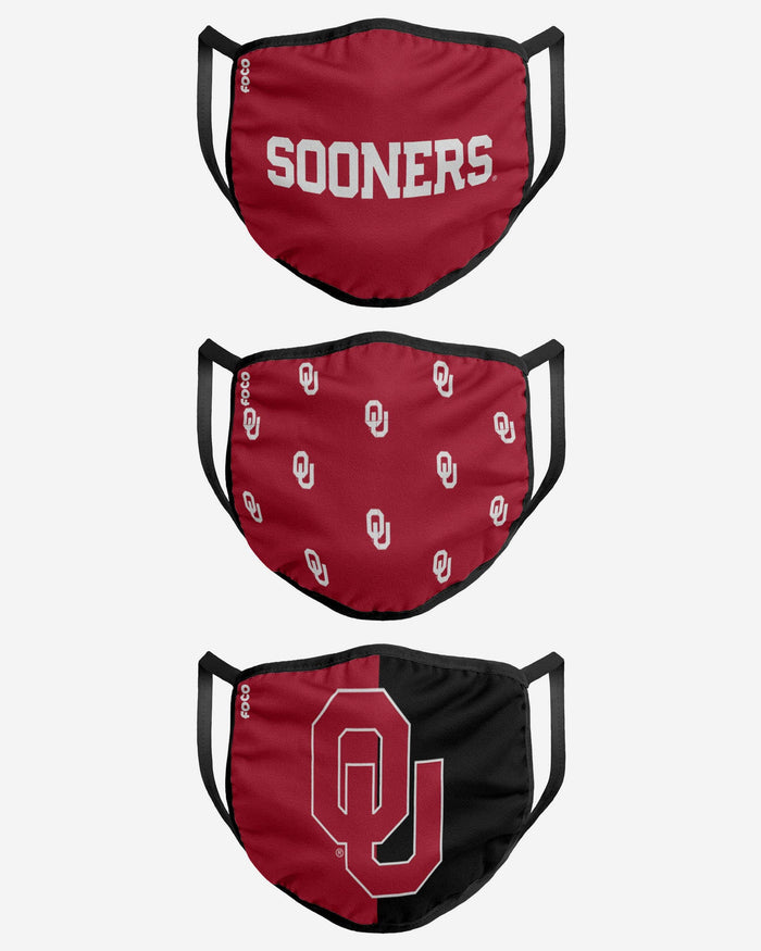 Oklahoma Sooners 3 Pack Face Cover FOCO - FOCO.com