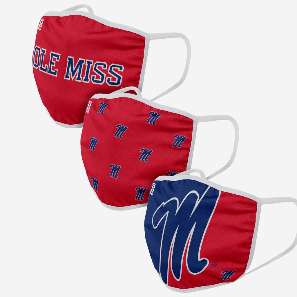 Ole Miss Rebels 3 Pack Face Cover FOCO - FOCO.com