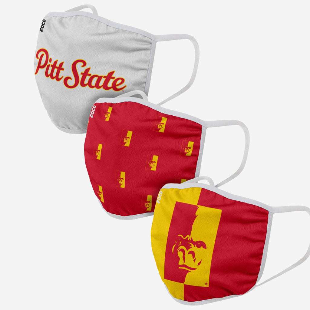 Pittsburg State Gorillas 3 Pack Face Cover FOCO - FOCO.com