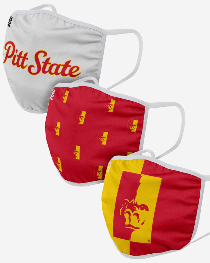 Pittsburg State Gorillas 3 Pack Face Cover FOCO - FOCO.com