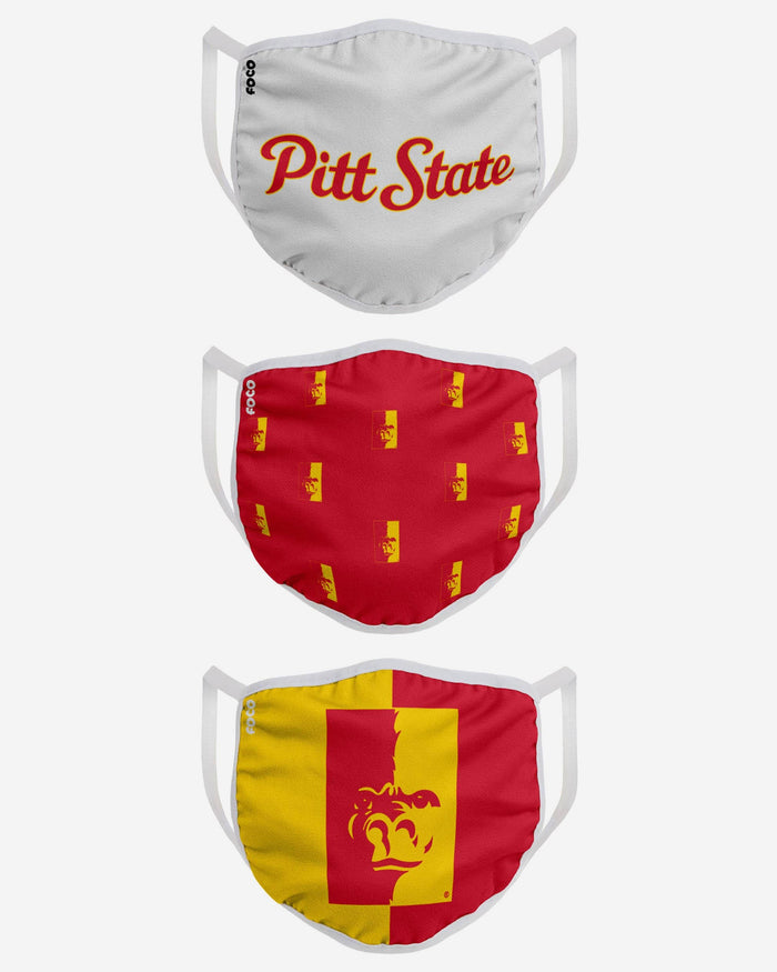 Pittsburg State Gorillas 3 Pack Face Cover FOCO - FOCO.com