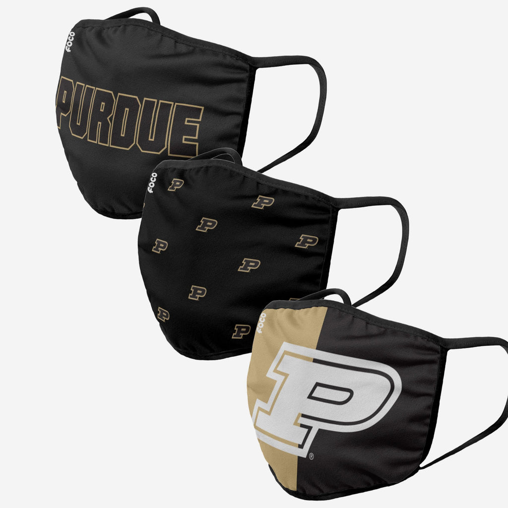 Purdue Boilermakers 3 Pack Face Cover FOCO - FOCO.com