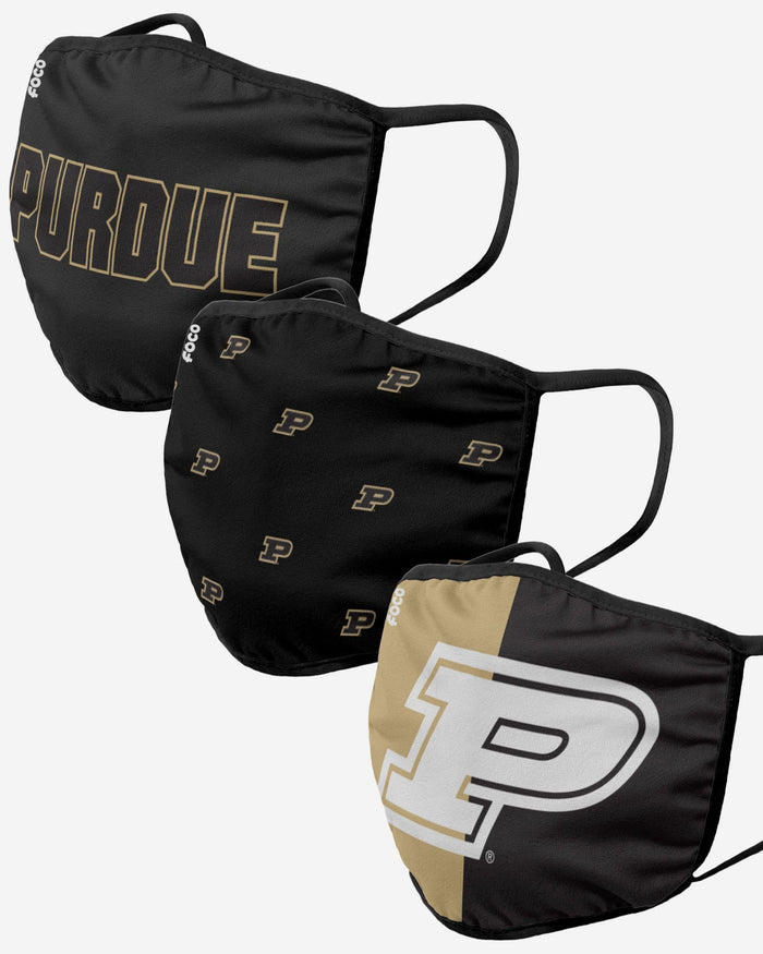 Purdue Boilermakers 3 Pack Face Cover FOCO - FOCO.com