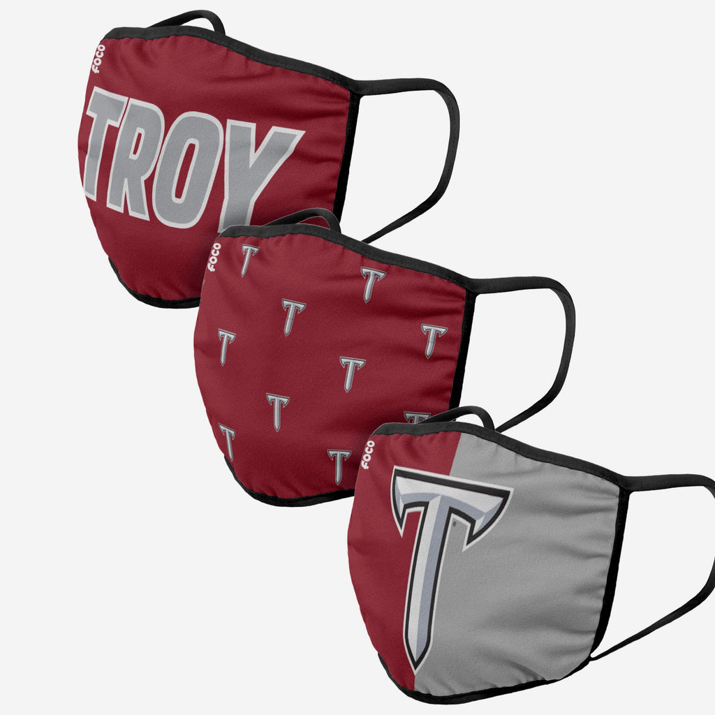 Troy Trojans 3 Pack Face Cover FOCO - FOCO.com