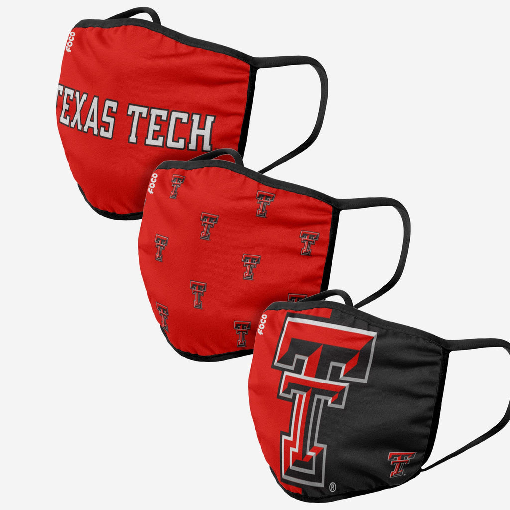 Texas Tech Red Raiders 3 Pack Face Cover FOCO - FOCO.com