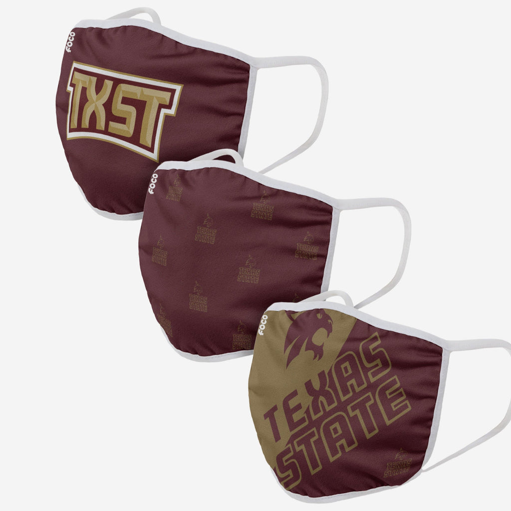 Texas State Bobcats 3 Pack Face Cover FOCO - FOCO.com