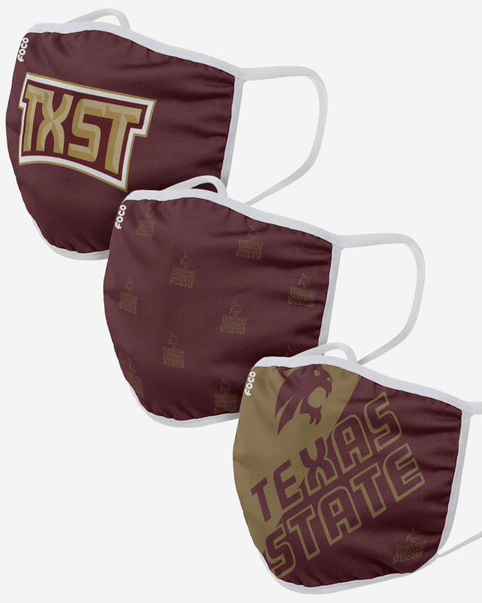 Texas State Bobcats 3 Pack Face Cover FOCO - FOCO.com