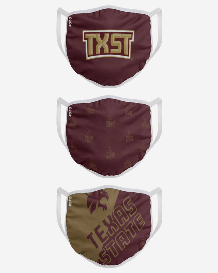 Texas State Bobcats 3 Pack Face Cover FOCO - FOCO.com