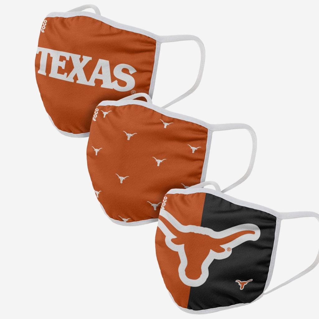 Texas Longhorns 3 Pack Face Cover FOCO - FOCO.com