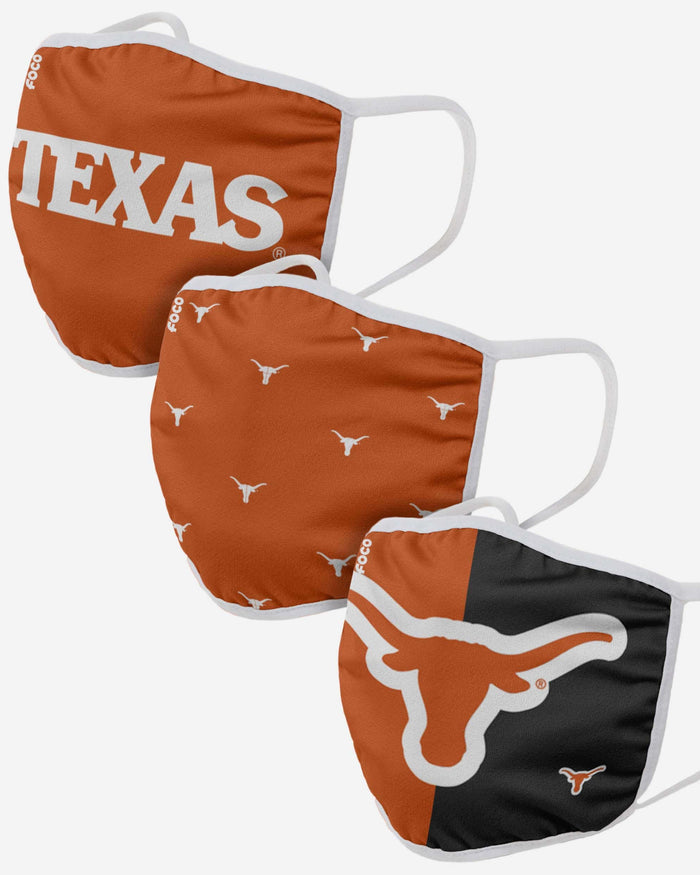 Texas Longhorns 3 Pack Face Cover FOCO - FOCO.com