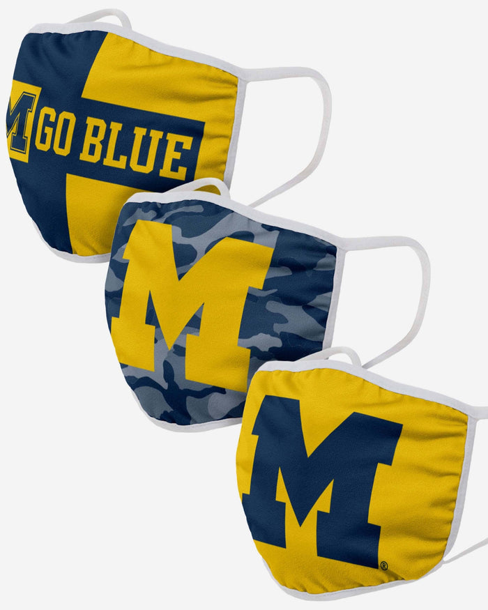 Michigan Wolverines 3 Pack Face Cover FOCO - FOCO.com