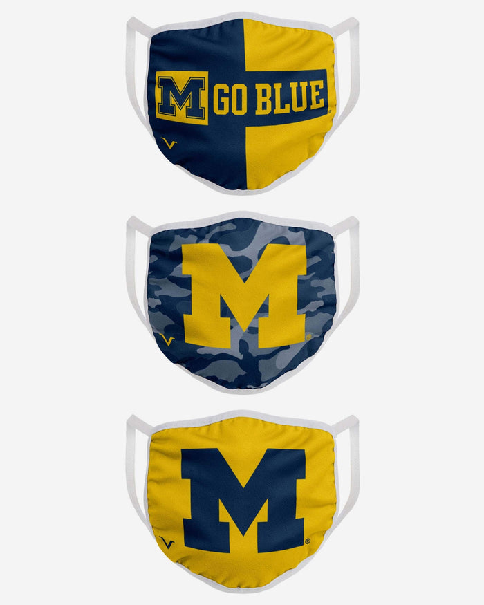 Michigan Wolverines 3 Pack Face Cover FOCO - FOCO.com