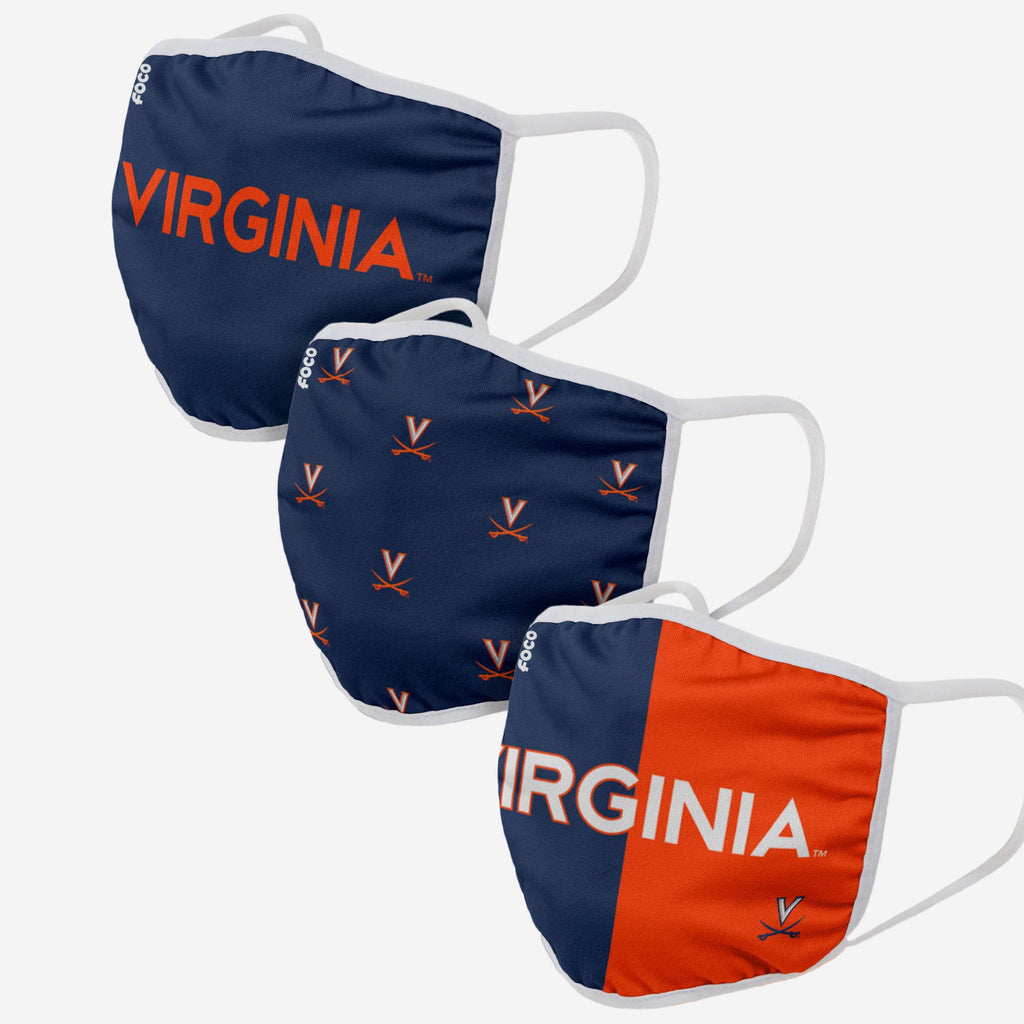 Virginia Cavaliers 3 Pack Face Cover FOCO - FOCO.com