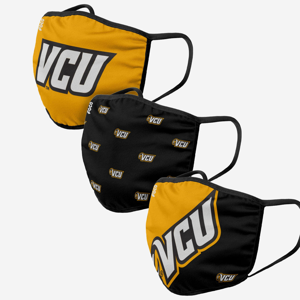 VCU Rams 3 Pack Face Cover FOCO - FOCO.com