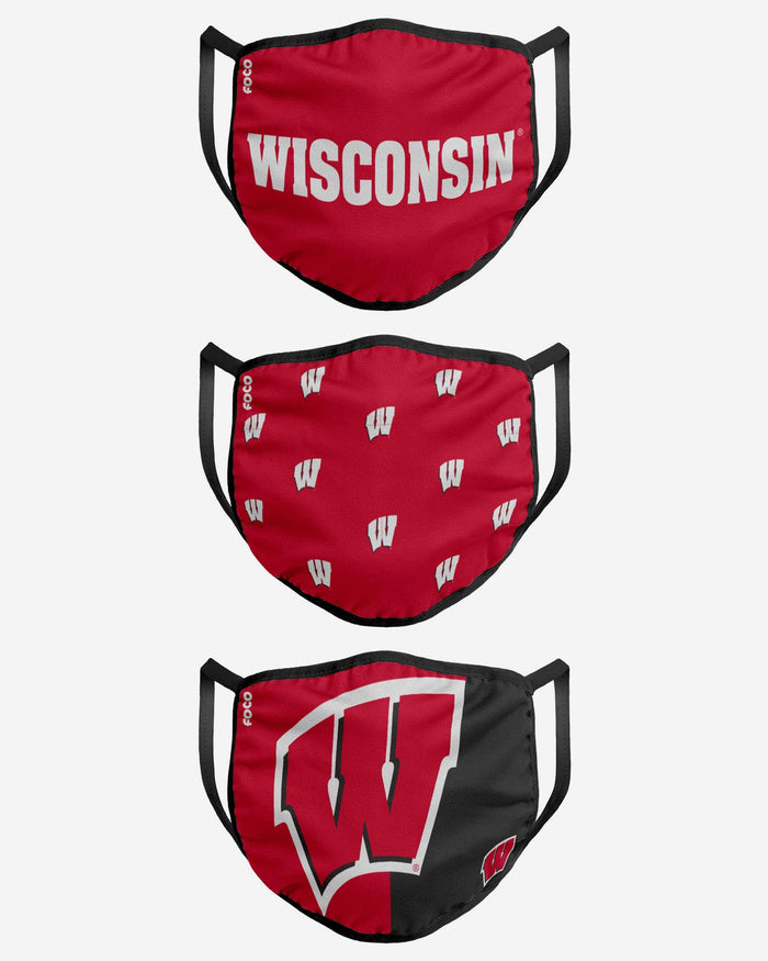 Wisconsin Badgers 3 Pack Face Cover FOCO - FOCO.com