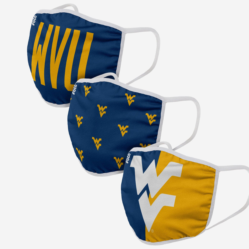 West Virginia Mountaineers 3 Pack Face Cover FOCO - FOCO.com