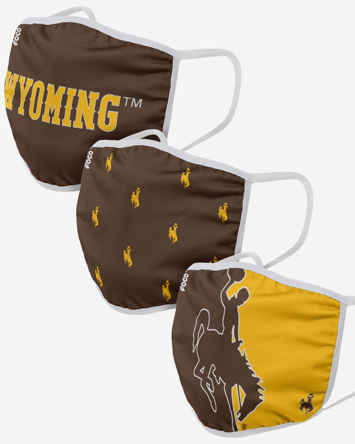 Wyoming Cowboys 3 Pack Face Cover FOCO - FOCO.com