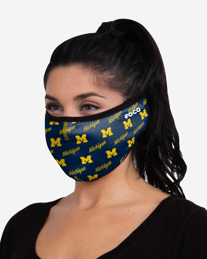 Michigan Wolverines Repeat Script Earband Face Cover FOCO - FOCO.com