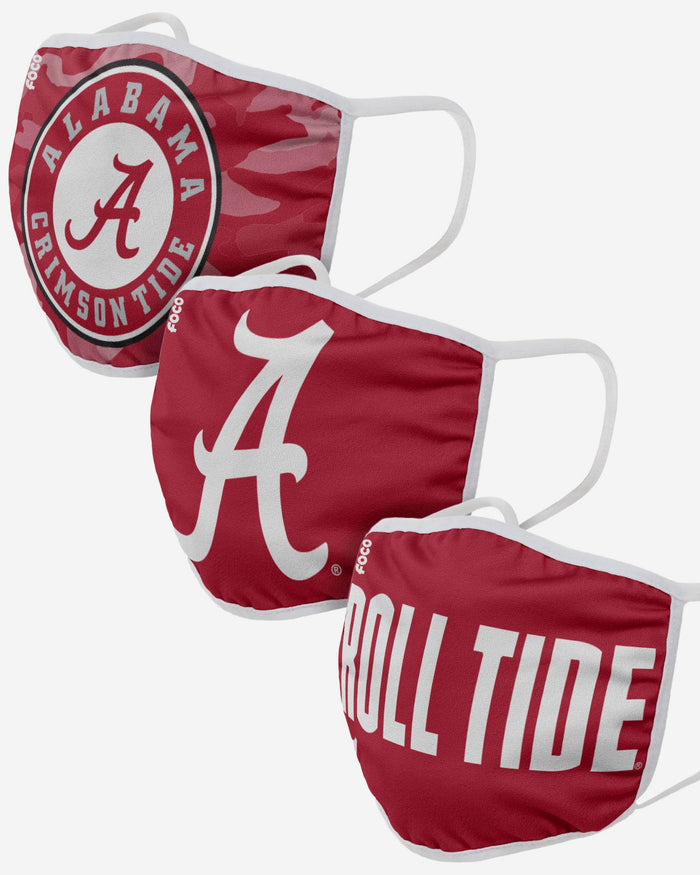 Alabama Crimson Tide Super Fan 3 Pack Face Cover FOCO - FOCO.com