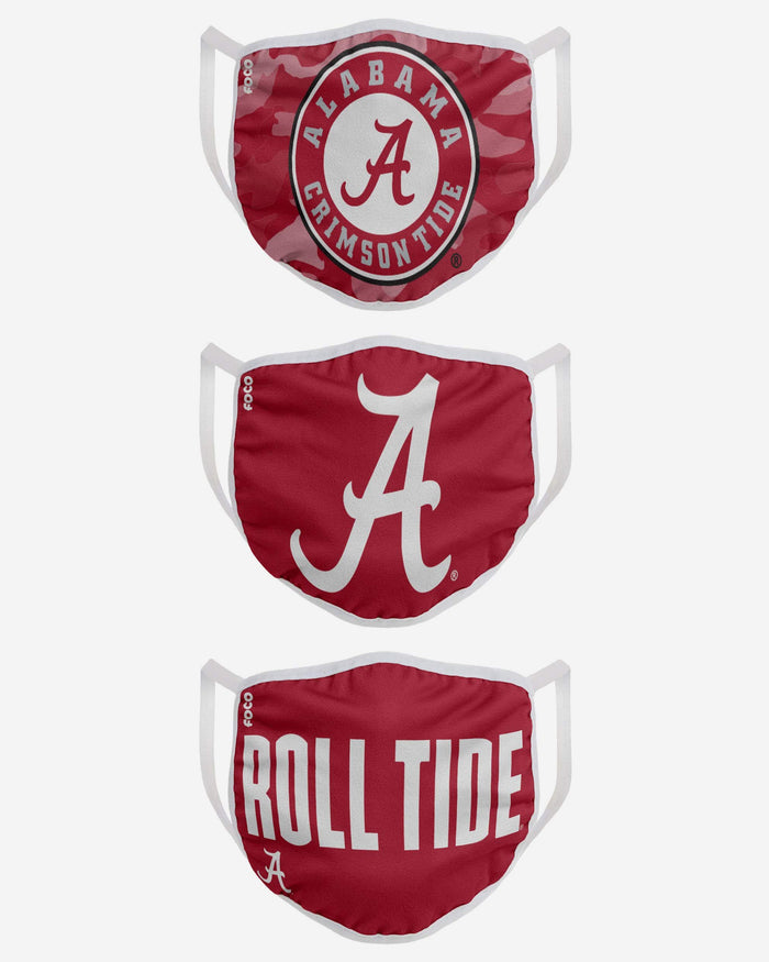 Alabama Crimson Tide Super Fan 3 Pack Face Cover FOCO - FOCO.com