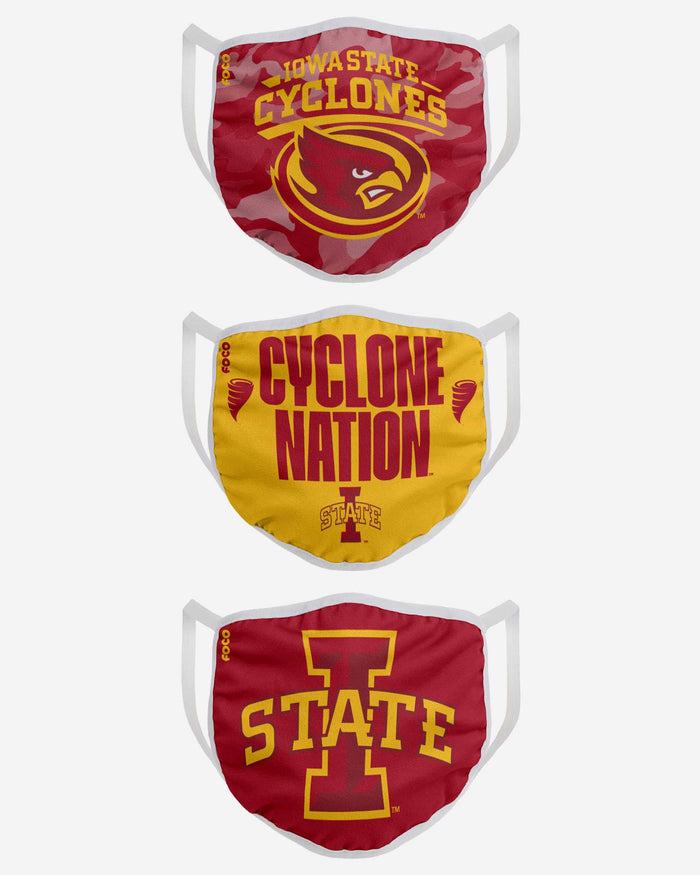 Iowa State Cyclones Super Fan 3 Pack Face Cover FOCO - FOCO.com