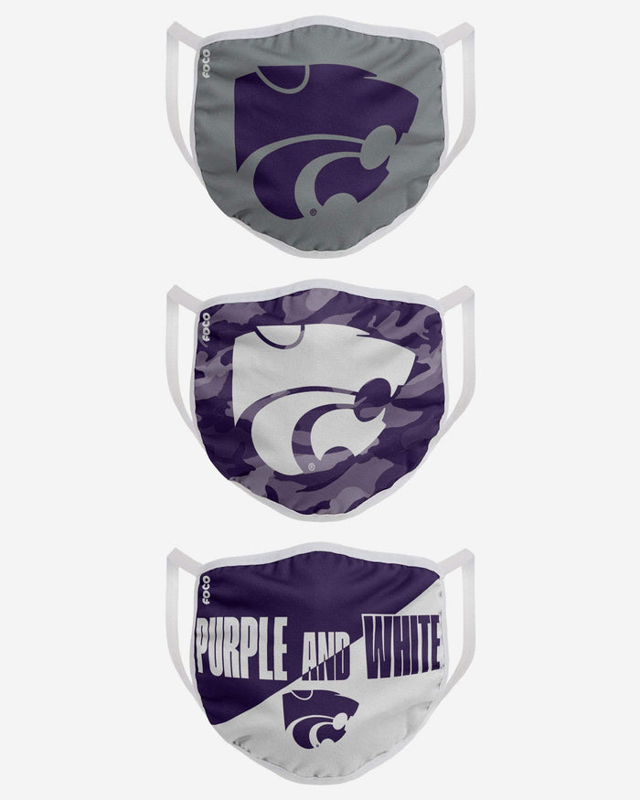 Kansas State Wildcats Super Fan 3 Pack Face Cover FOCO - FOCO.com