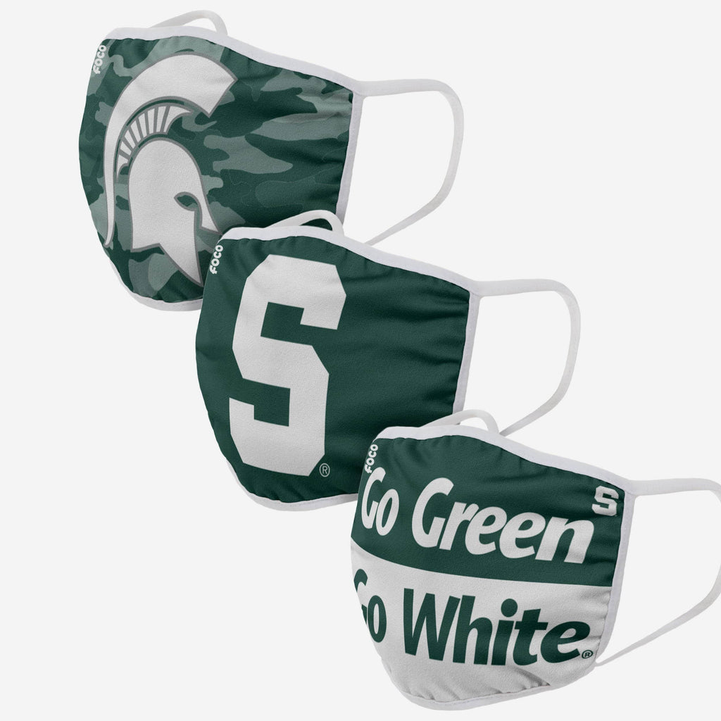 Michigan State Spartans Super Fan 3 Pack Face Cover FOCO - FOCO.com