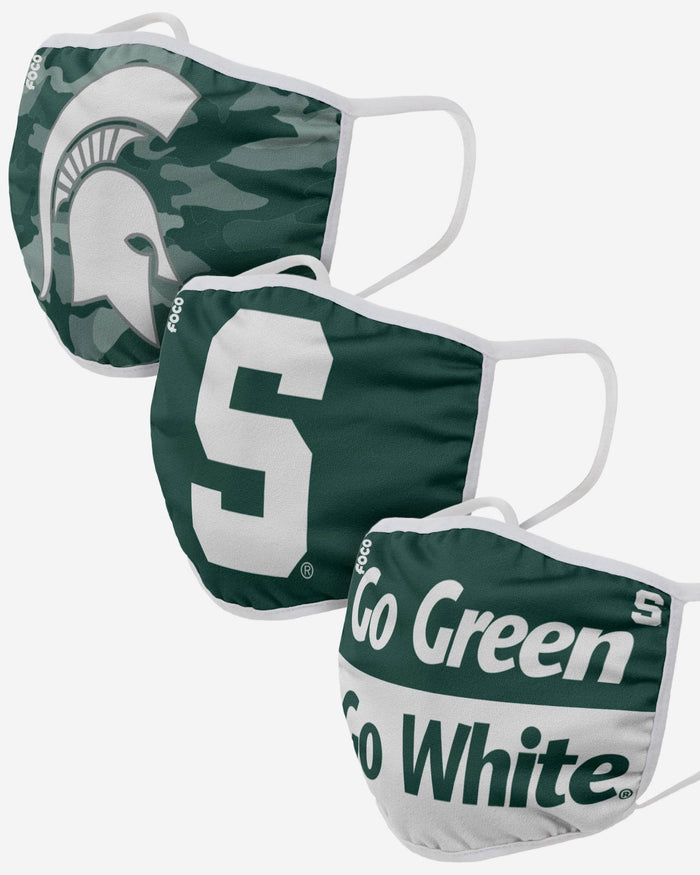 Michigan State Spartans Super Fan 3 Pack Face Cover FOCO - FOCO.com