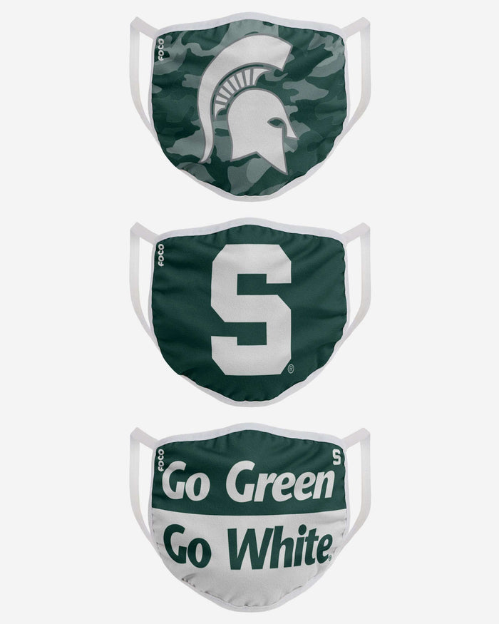 Michigan State Spartans Super Fan 3 Pack Face Cover FOCO - FOCO.com