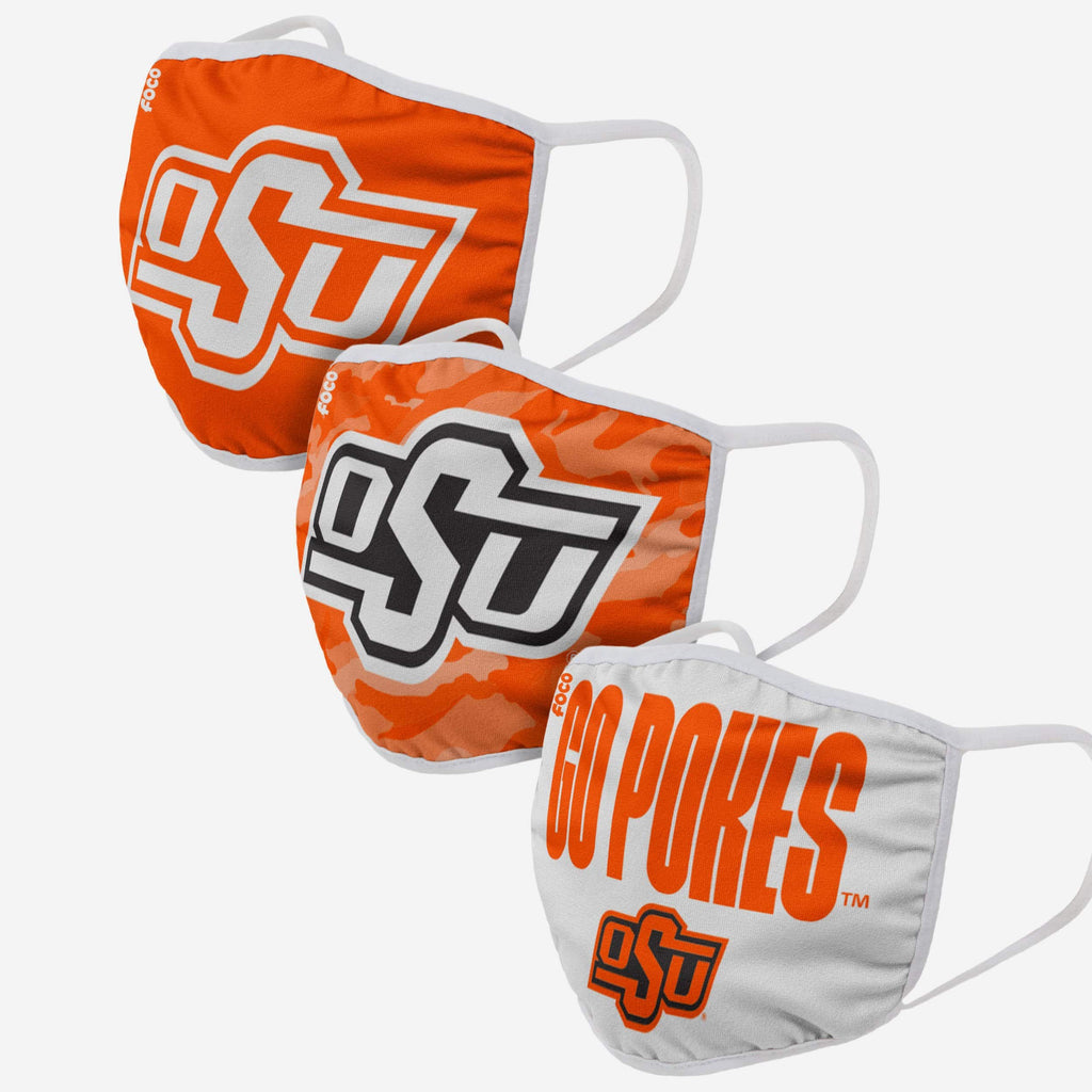 Oklahoma State Cowboys Super Fan 3 Pack Face Cover FOCO - FOCO.com