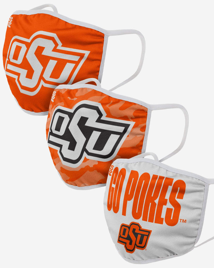 Oklahoma State Cowboys Super Fan 3 Pack Face Cover FOCO - FOCO.com