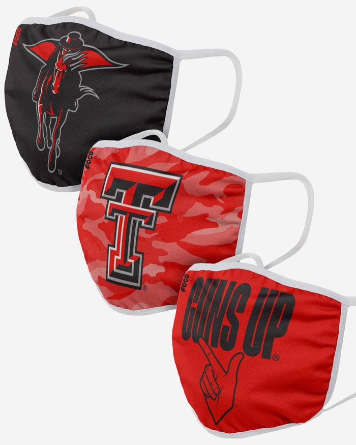 Texas Tech Red Raiders Super Fan 3 Pack Face Cover FOCO - FOCO.com