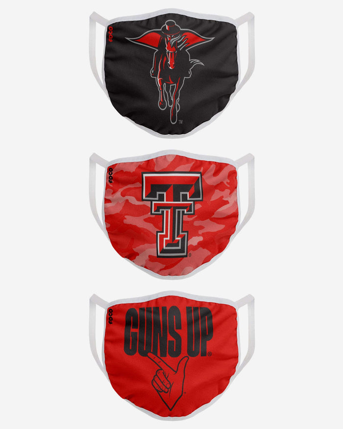 Texas Tech Red Raiders Super Fan 3 Pack Face Cover FOCO - FOCO.com