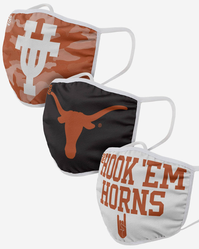 Texas Longhorns Super Fan 3 Pack Face Cover FOCO - FOCO.com