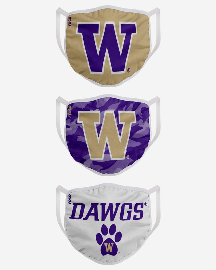 Washington Huskies Super Fan 3 Pack Face Cover FOCO - FOCO.com