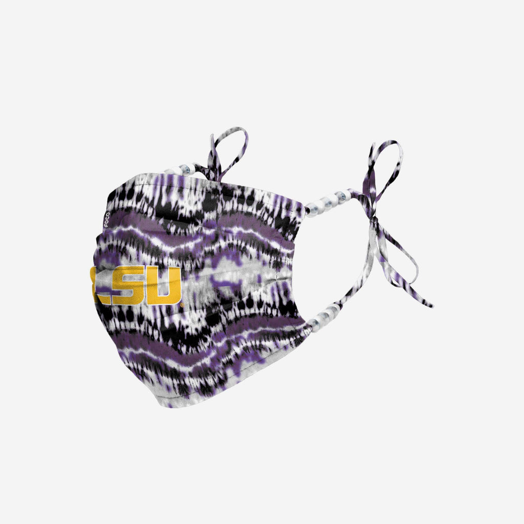 LSU Tigers Tie-Dye Beaded Tie-Back Face Cover FOCO - FOCO.com