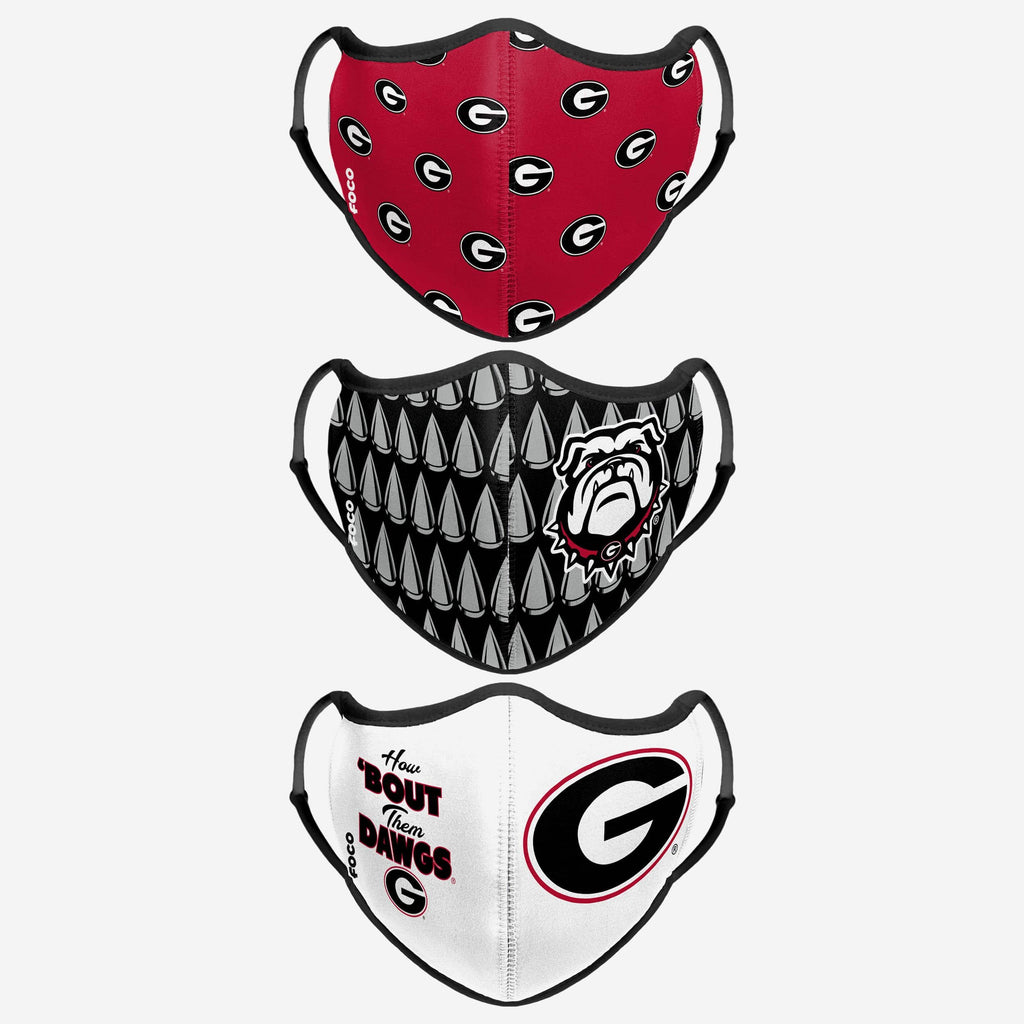 Georgia Bulldogs Thematic Sport 3 Pack Face Cover FOCO - FOCO.com