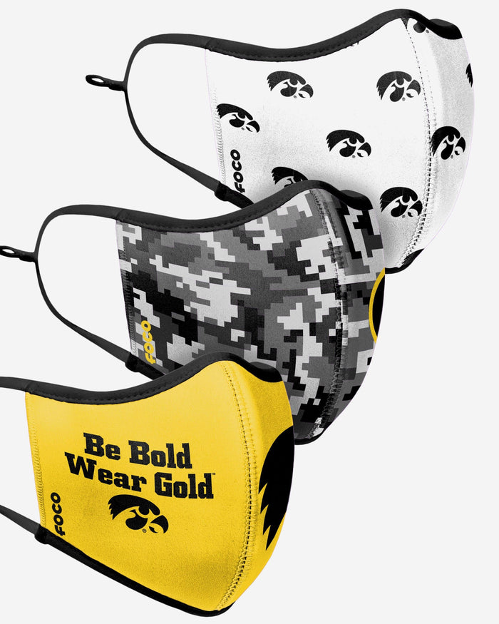 Iowa Hawkeyes Thematic Sport 3 Pack Face Cover FOCO - FOCO.com