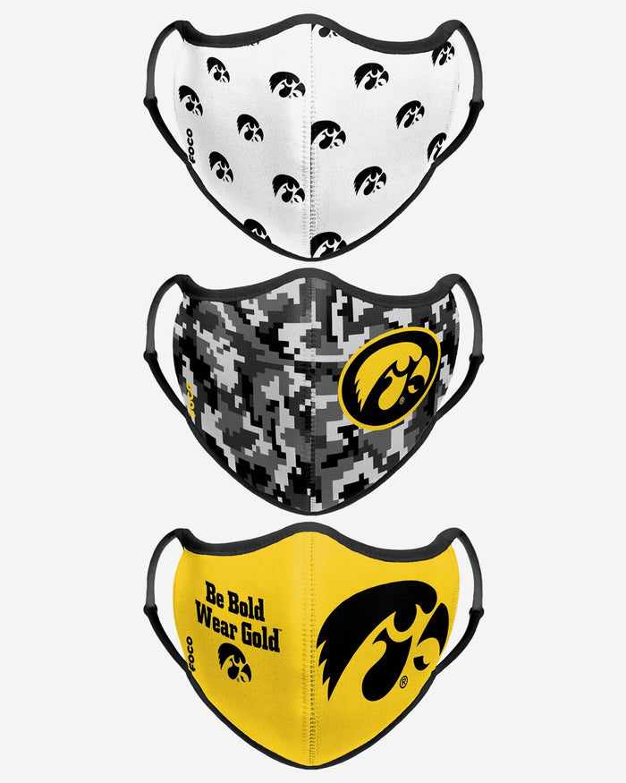 Iowa Hawkeyes Thematic Sport 3 Pack Face Cover FOCO - FOCO.com