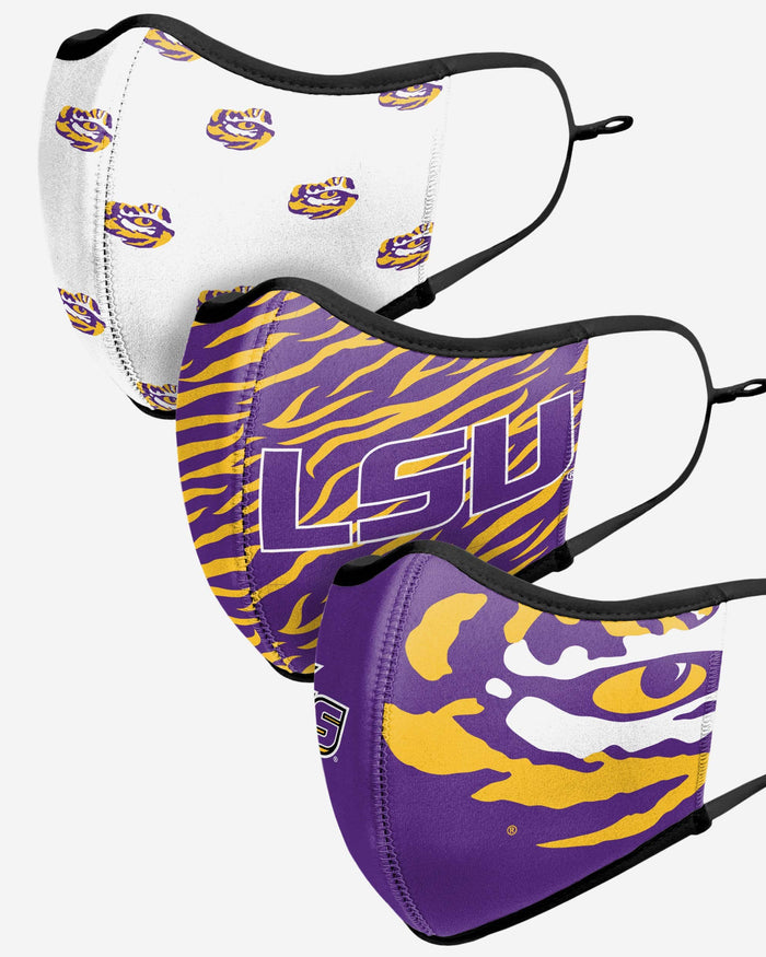 LSU Tigers Thematic Sport 3 Pack Face Cover FOCO - FOCO.com