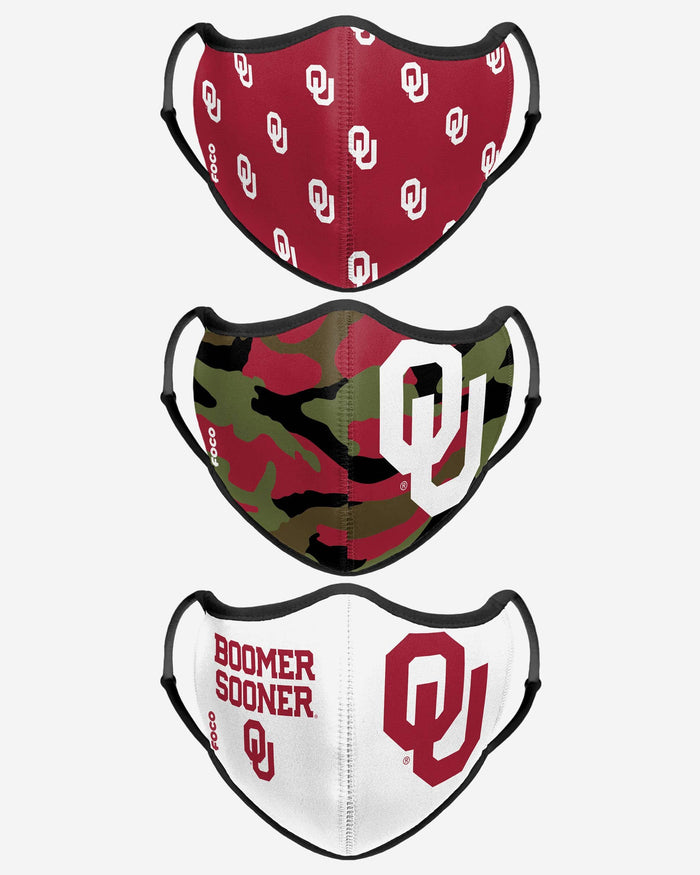 Oklahoma Sooners Thematic Sport 3 Pack Face Cover FOCO - FOCO.com