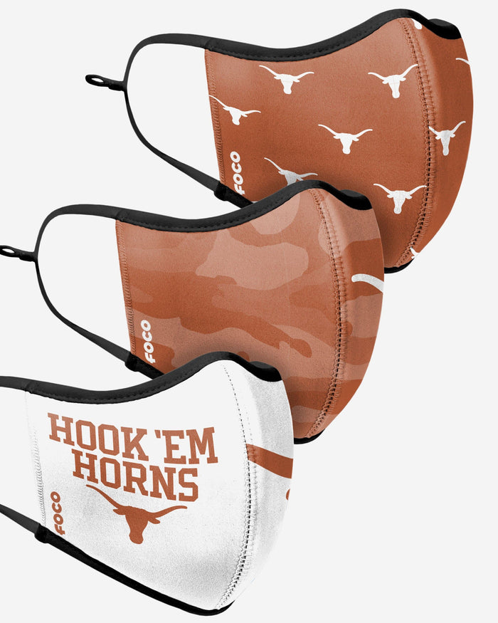 Texas Longhorns Thematic Sport 3 Pack Face Cover FOCO - FOCO.com