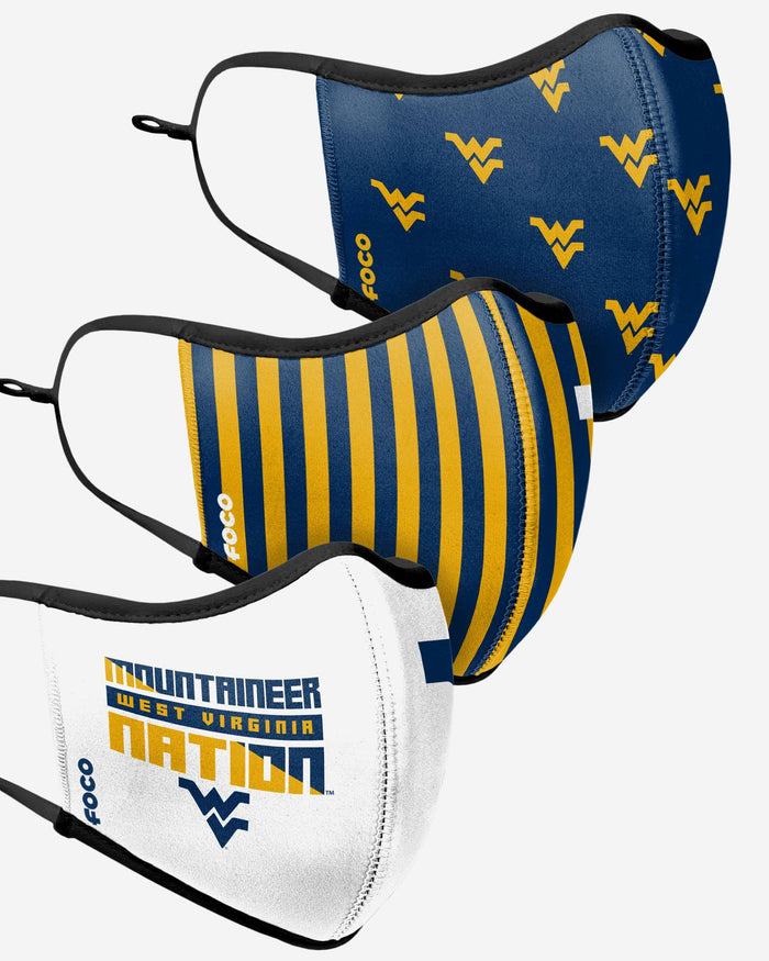 West Virginia Mountaineers Thematic Sport 3 Pack Face Cover FOCO - FOCO.com