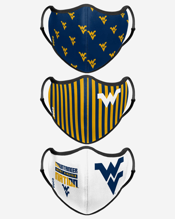 West Virginia Mountaineers Thematic Sport 3 Pack Face Cover FOCO - FOCO.com