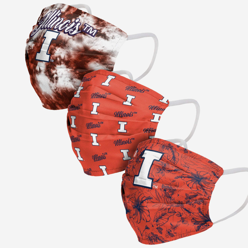 Illinois Fighting Illini Womens Matchday 3 Pack Face Cover FOCO - FOCO.com