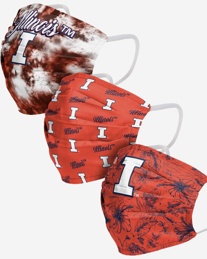 Illinois Fighting Illini Womens Matchday 3 Pack Face Cover FOCO - FOCO.com