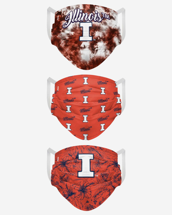 Illinois Fighting Illini Womens Matchday 3 Pack Face Cover FOCO - FOCO.com