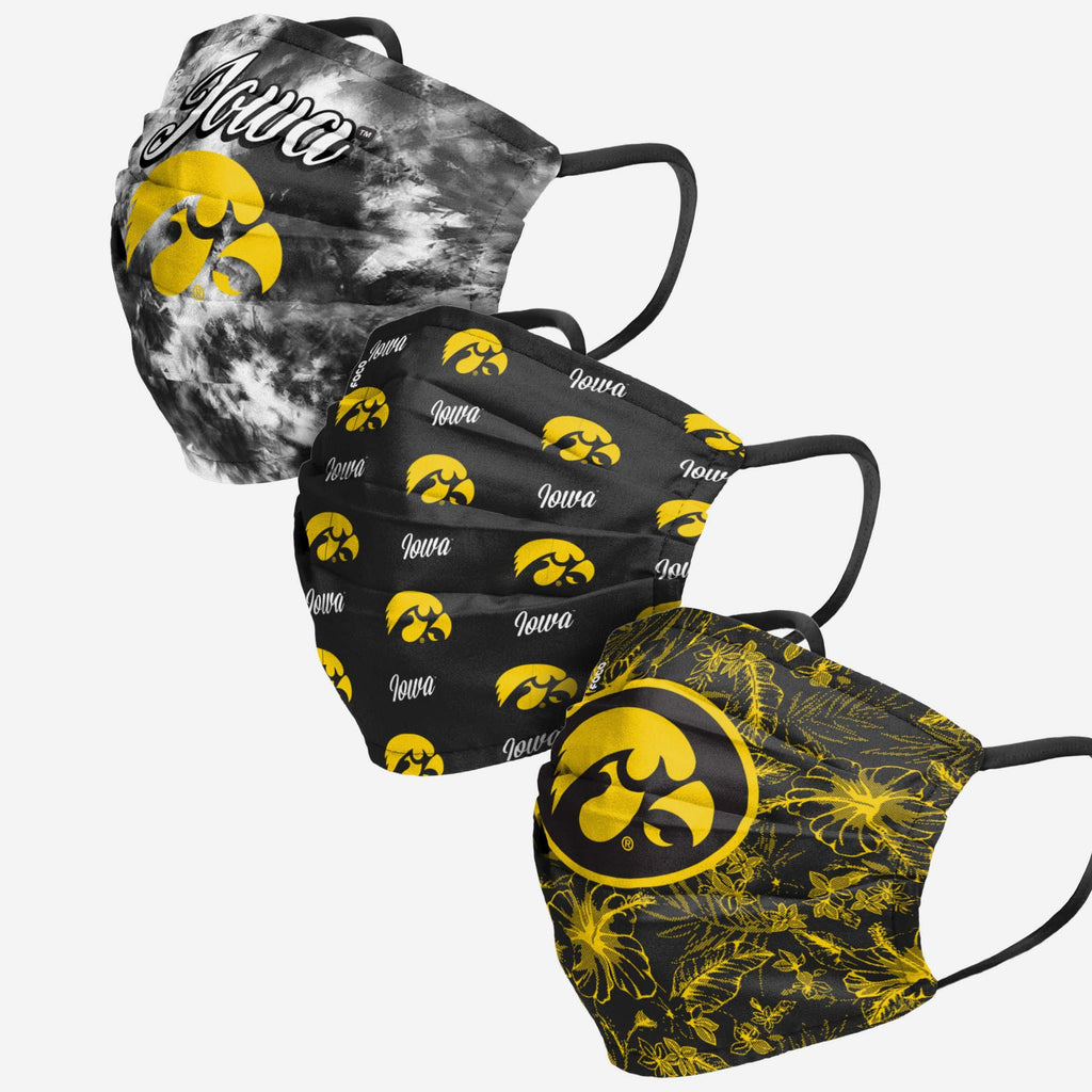 Iowa Hawkeyes Womens Matchday 3 Pack Face Cover FOCO - FOCO.com
