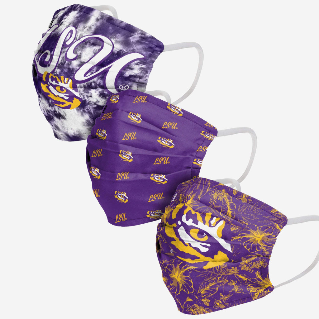 LSU Tigers Womens Matchday 3 Pack Face Cover FOCO - FOCO.com